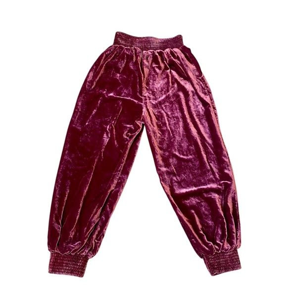 Anthropology Velvet Velour Smocked Gloria Wine Harem Jogger Pocket Pants Smalll - Picture 8 of 10